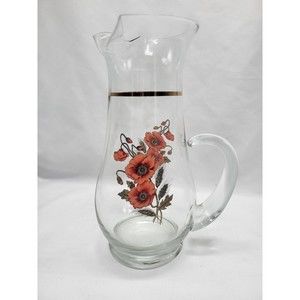 Vintage West Virginia Glass MCM Poppy Glass Pitcher